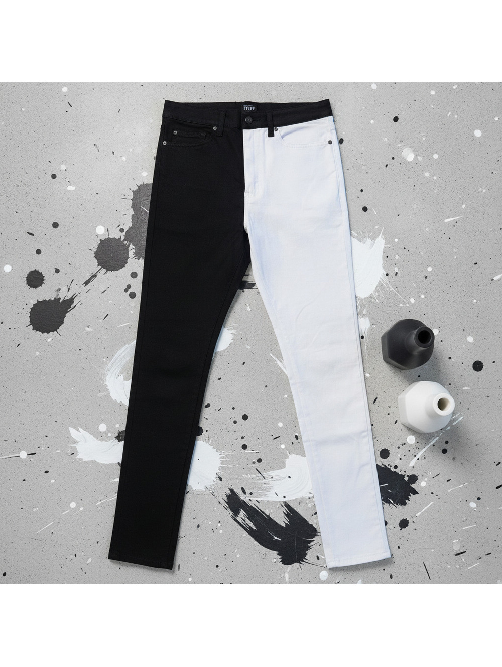 Vintage Tripp NYC Black White Colorblock Skinny Jeans - 32